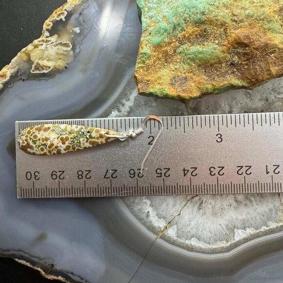 Sterling Silver Teardrop River Jasper Slab Dangle Earrings For Women #197 - Picture 10 of 10